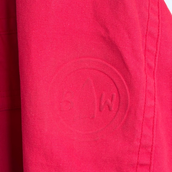 VTG 90s Boat Works Fisherman Chore Coat L Red Stripe Nautical Yacht Sailing Barn - Picture 6 of 16